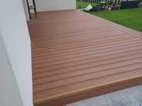 Planche de terrasse extérieure en WPC, couleur bois brossé moderne, imperméable, avec grain de bois profond en relief 3D