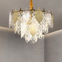 Luminaire français de luxe en feuille de verre doré Suspension d'éclairage Led Décoratif Lustre moderne
