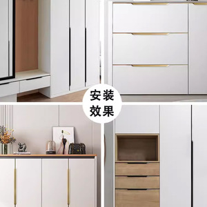 Poignée de porte d'armoire en alliage d'aluminium, poignée à bouton, noir mat doré, minimaliste, durable, quincaillerie de meubles - Product Image 2