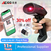 Lecteur de codes-barres 2D sans fil EDOO, lecteur de codes QR 2.4G, scanner de codes-barres industriel portable pour supermarché et entrepôt