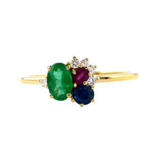 Đa đá vòng tự nhiên màu xanh sapphire Emerald <span class=keywords><strong>Ruby</strong></span> đá quý cụm Vòng 14k vàng Vàng Kim Cương <span class=keywords><strong>Stackable</strong></span> handmade đồ trang sức - Product Image 1