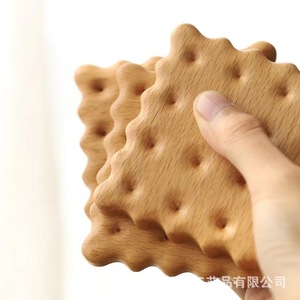 Japanese Style Wooden Coaster Cookie Shape Solid Wood Heat Insulation Pad For Mug <b>Teacup</b> Desktop Mat Square Irregular Design - Product Image 3