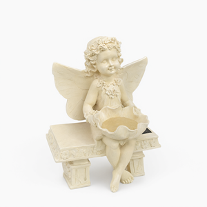 Estatua de Ángel de Jardín de Poliresina Etechan, Hada Sentada en un Banco con Maceta para Flores - Product Image 2