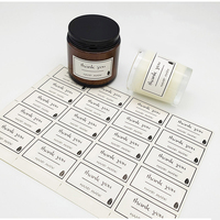 Feuilles d'autocollants personnalisés « Merci » imprimés, étiquettes adhésives faites à la main pour emballages de bougies en verre, pour petites entreprises