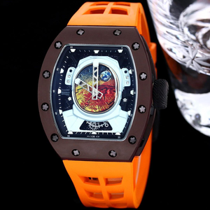 Montre mécanique RM 52-05 avec boîtier en alliage métallique de luxe, cadran en forme de casque d'astronaute, tourbillon, forme tonneau, montre à remontage manuel pour homme - Product Image 1