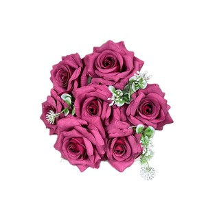 Bouquet de roses artificielles à 7 têtes, fleurs en soie, décoration de mariage, accessoires de photographie faits à la main, décoration de la maison - Product Image 5