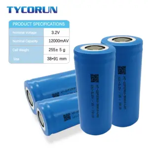 Tycorun 3.2v 12ah lithium battery High capacity 12000mah 38910 lifepo4 cylindrical cell
