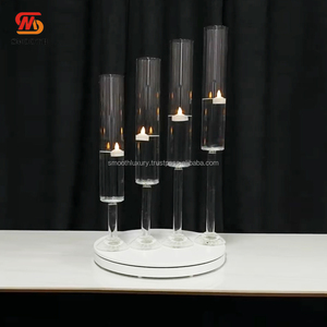 Candélabre en cristal à longue tige lisse bougeoirs en verre candélabres piliers centres de table pour la décoration de centres de table de mariage - Product Image 3