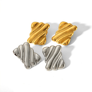 Geometric Drop <b>Earrings</b> 18k <b>Gold</b> Stainless Steel Studs And <b>Dangle</b> <b>Earrings</b> For Fashion Jewelry - Product Image 3