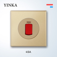YINKA – prise de commutateur personnalisée de haute qualité, panneau de commande domestique à 2 gangs et 1 voie avec lumière en verre LED, Installation murale cachée de luxe