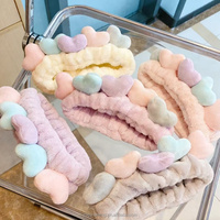 Bandeaux élastiques pour femmes, personnalisables, colorés, en forme de cœur, en polaire corail douce et moelleuse, réutilisables, antidérapants, style doux, pour spa, yoga et lavage du visage
