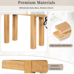 Modern Solid Oak Wood Console <b>Table</b> Hidden Drawer <b>Side</b> Power Outlet Eco-Friendly Durable Entryway Furniture for Home Entryways - Product Image 5