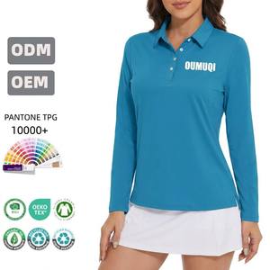 Camiseta <span class=keywords><strong>Polo</strong></span> de Manga Larga para Mujer con Logotipo Personalizado, Algodón Orgánico Sostenible, Ropa Deportiva de Marca Privada, Certificación BSCI, OEKO-TEX y GOTS - Product Image 1