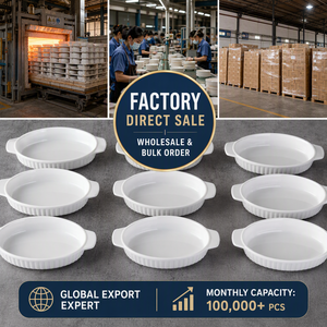 Bandeja para hornear ovalada de cerámica con asas, certificada por la FDA y SGS, blanca, acanalada, apta para horno, sin plomo, de calidad alimentaria. - Product Image 3