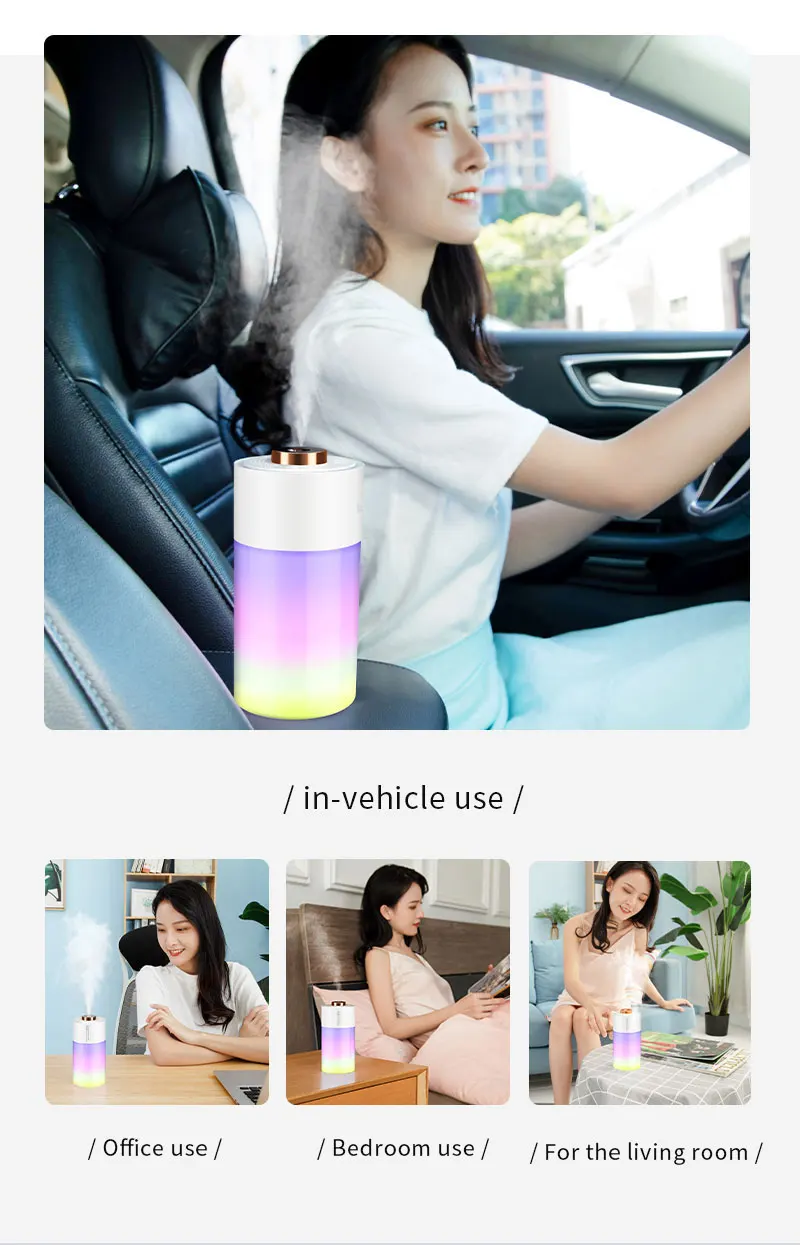 creative mist led home decor aroma oil h20 portable diffuser mini bottle USB car bedroom room personal space air humidifier