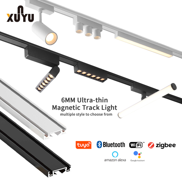 48V Ultra Thin Magnetic Track Lighting TUYA 10W 20w 30w 26mm ultra Slim Magnetic Track Lighting
