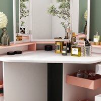 Nouvelle Mode Moderne Meubles De Stockage De Grande Capacité Coin Rose Miroir de bureau de Maquillage Coiffeuse