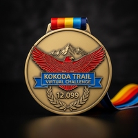 Médaille de course personnalisée en alliage de zinc, thème Montagnes Rocheuses, avec relief 3D et émail souple, récompense de marathon pour les finalistes, avec ruban sublimé