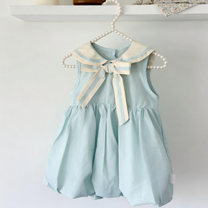Nuovi <span class=keywords><strong>Vestiti</strong></span> per Ragazze 2026, Stile Francese con Colletto Blu a Righe e Colletto a Bambola, Elegante Vestibilità e Gonna a Palloncino - Product Image 4