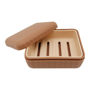 Nuovo portatile Eco Friendly in Silicone <span class=keywords><strong>da</strong></span> viaggio scatola di sapone di scarico con il coperchio del vassoio per esterni 3 in 1 porta sapone piatti - Product Image 1