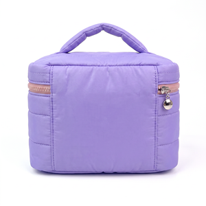 Bolsa de Maquillaje de Viaje Suave de Primera Calidad, Resistente al Agua, de PVC, Colgante, Gran Capacidad, Cierre de Cremallera Acolchado, Logotipo Personalizado, Color Morado - Product Image 2