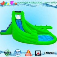 Toboggans de parc aquatique gonflables d'occasion bon marché en crocodile avec piscine à vendre