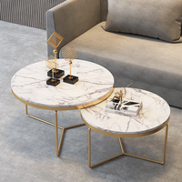 Table basse en marbre Table basse de salon Table basse de luxe ronde en marbre nordique fer forgé métal moderne doré Tavolino Salotto or
