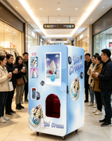 Kiosque à crème glacée molle à refroidissement par air, haute performance, avec distributeurs de garnitures sèches et humides
