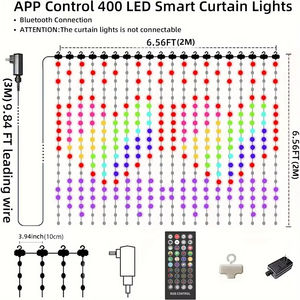 Декоративные огни с рождественскими умными шторами и сказочными гирлянтами, которые могут синхронизировать музыку и голос - Product Image 2