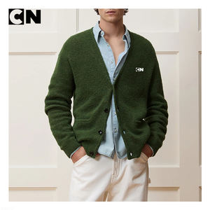 Suéter con Certificación GRS, Fabricante de Suéteres, Logotipo Personalizado, Suéter Cardigan Ligero de Punto con Botones, Mezcla de Lana y Algodón Orgánico para Hombre - Product Image 2