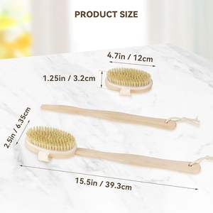 Sikat pemijat tubuh pegangan panjang dapat dilepas bulu kayu alami pengelupasan mandi punggung kering sikat tubuh spons <span class=keywords><strong>Loofah</strong></span> Sisal - Product Image 2