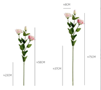 Bunga Lisianthus Buatan PVC Gaya Pastoral Mewah Imitasi Tangkai Tunggal 3 Cabang Melembapkan Udara untuk Dekorasi Dalam Ruangan Pernikahan