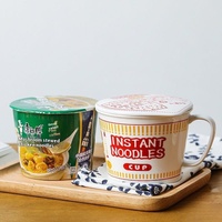 Couvercle de bol de nouilles instantanées en céramique créative de style japonais grand bol à soupe tasse four à micro-ondes ensemble de bols à soupe pour étudiants