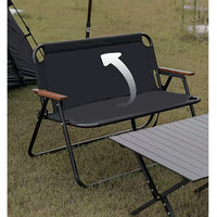 Chaise de camping double pliable en acier au carbone avec dossier confortable pour extérieur, plage, pêche, jardin, pique-nique