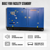 Générateur diesel silencieux 100 kW 125 kVA 50 Hz 480 V sur châssis avec fentes pour chariot élévateur CE