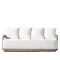 Ensemble de canapés d'extérieur en teck en forme de U, résistant à la pluie et à la corrosion, style américain, pour cour, villa, hôtel, balcon