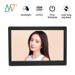 customized remote control 10 inch digital multimedia photo video frame with motion sensor