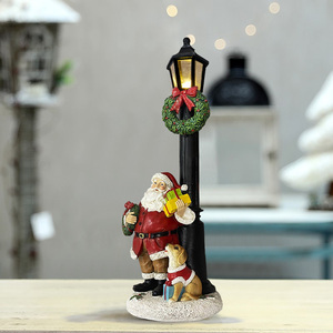 Poste de lámpara de resina de Papá Noel, poste de lámpara de <span class=keywords><strong>Navidad</strong></span> brillante con luces LED - Product Image 4