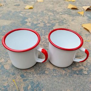 Custom Souvenir Wholesale 12Oz 11Oz 16Oz 8Oz Vintage Custom Logo White Metal Enamel <b>Cups</b> 350Ml for <b>Camping</b> Mug Tea Milk <b>Cup</b> - Product Image 3