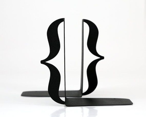 Supports de livres en métal minimalistes en forme de U, noir + blanc, pour la décoration de bureau, étagère, livres, CD, DVD - Product Image 1