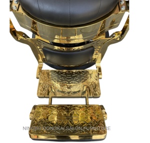 Muebles de <span class=keywords><strong>Barber</strong></span>ía y Equipo de Salón, Silla de <span class=keywords><strong>Barber</strong></span>ía Profesional de Cuero Sintético con Base Dorada para <span class=keywords><strong>Barber</strong></span>ías - Product Image 2