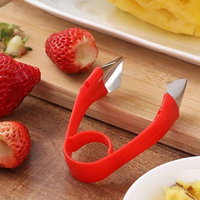Éplucheur de fraises, outil facile pour enlever les feuilles et les tiges des fruits, avec lames en acier inoxydable pour la cuisine et la pâtisserie
