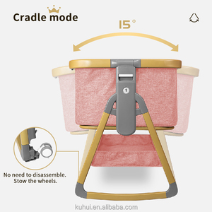 Mesita de noche con 4 bloqueos automáticos y altura ajustable Malla transpirable y colchón <span class=keywords><strong>Cuna</strong></span> de noche para recién nacido - Product Image 4