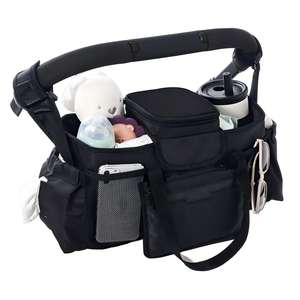 Organizador <span class=keywords><strong>Doble</strong></span> Extra Grande para Cochecito Max |   Resistente al Agua |   Bolsa para Chupetes y Mordedores de Grado Alimenticio |   Portavasos Aislado para 2 Bebidas | - Product Image 1