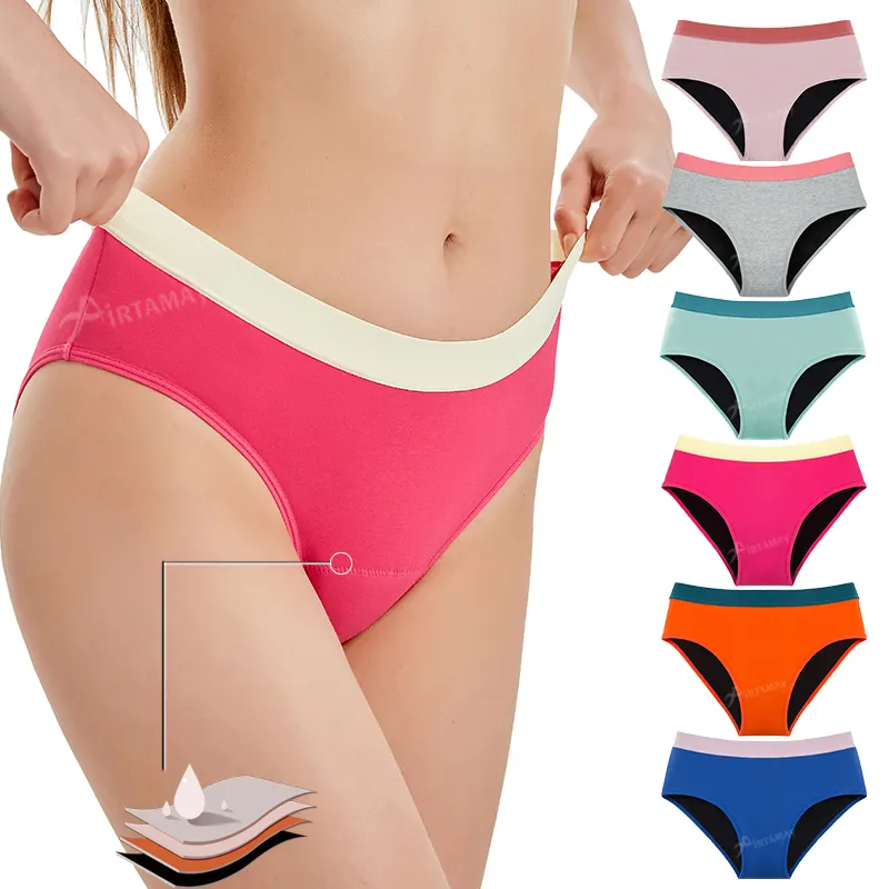 4 kat Culotte Menstruel XXS-2XL Culotte Regle genç süresi iç çamaşırı kızlar için yıkanabilir kullanımlık dönemi külot genç