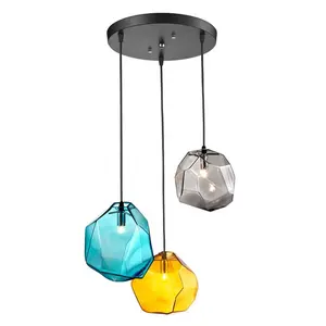 Decorazione artistica illuminazione a sospensione a LED E27 Globe Vintage Modern blue Glass Ball lampada a sospensione Light