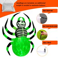 Squelette géant gonflable d'Halloween de 8 pieds avec araignée et lumières LED Décoration de cour extérieure pour pelouse hantée Affichage de cour d'Halloween