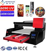 Impresora UV de Cama Plana Refinecolor A1 6090, Impresora UV DTF para Letreros, Regalos, Parches, Fundas de Teléfono, Pegatinas, Pelotas de Golf, Impresión en Acrílico