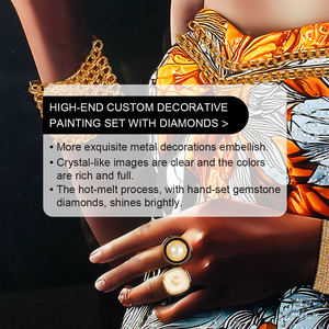 Arte mural mujer africana moderna, imagen cristal con placa MDF, obra incrustada cristales para decoración hogar - Product Image 4