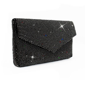 <span class=keywords><strong>Pochette</strong></span> de soirée noire scintillante en cristal pour <span class=keywords><strong>femme</strong></span>, sac à main souple en strass pour mariage et fête - Product Image 1